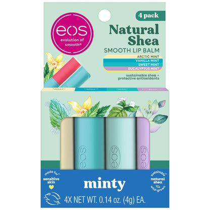 Eos Shea Bálsamo Labial Menta 4 Piezas
