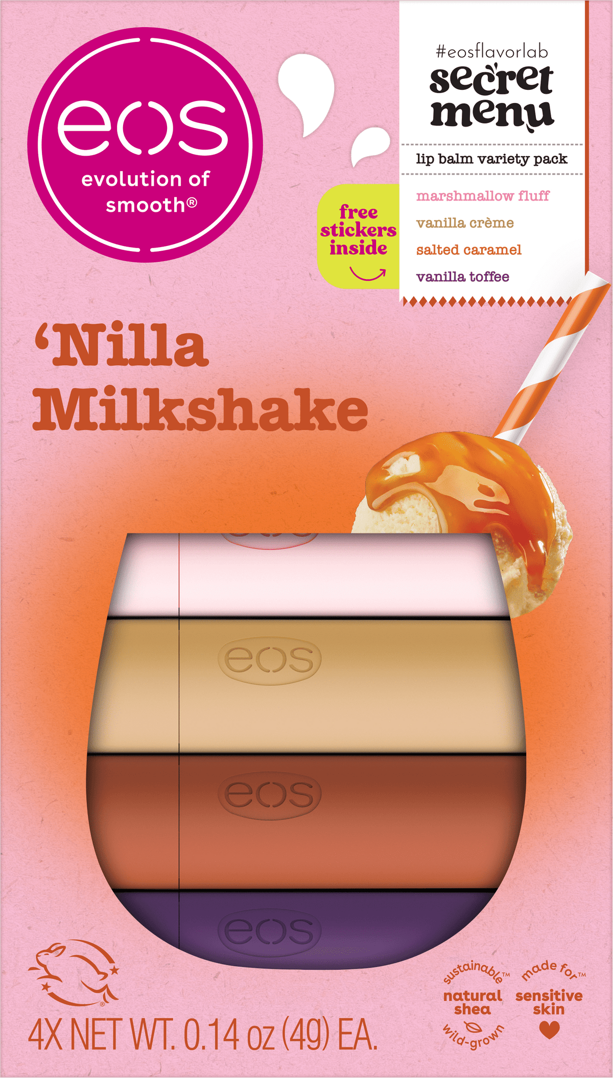 Eos Nilla Milkshake Bálsamo Labial 4 Piezas