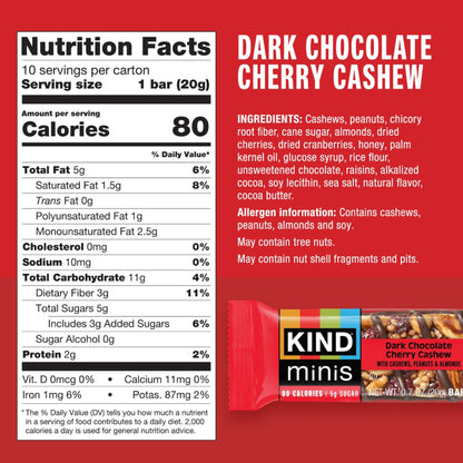 KIND Minis barras surtidas dulces 20 piezas de 0.7 oz