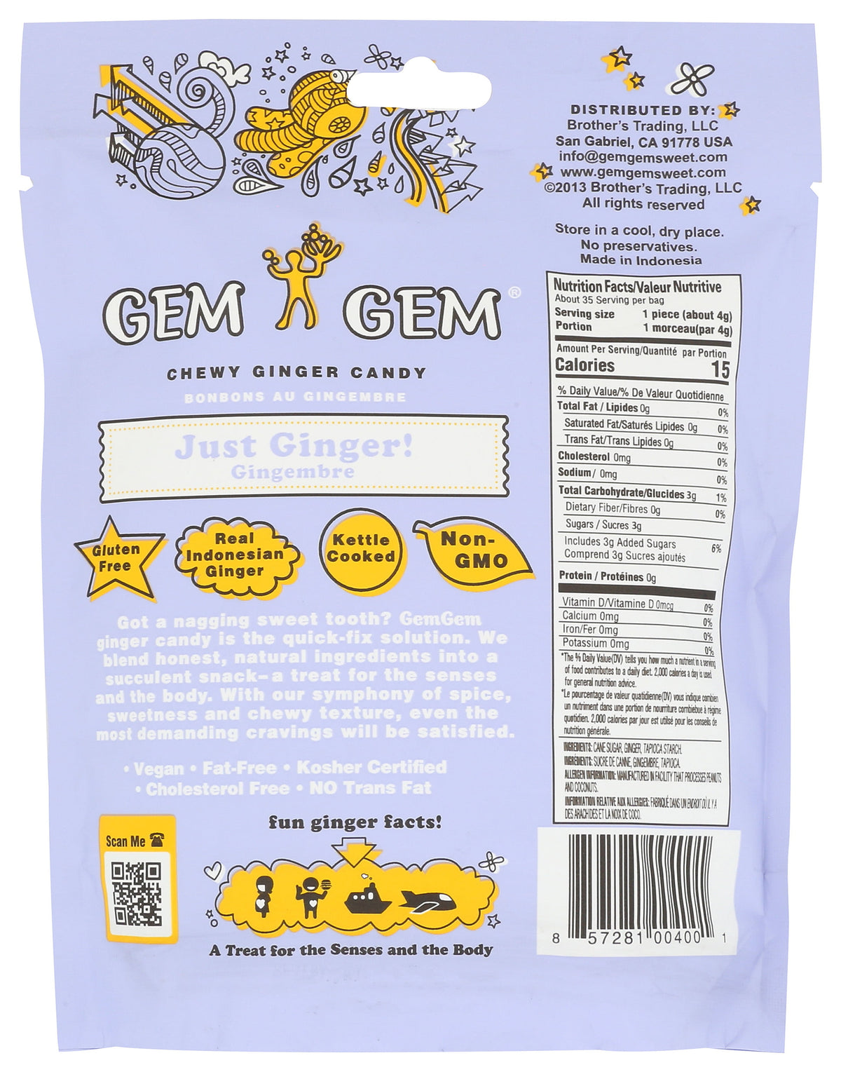 Regalo Gem Gem Caramelos Jengibre 142g X4