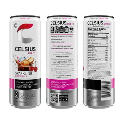 CELSIUS bebida gasificada Cherry Cola 12 latas de 12 fl oz