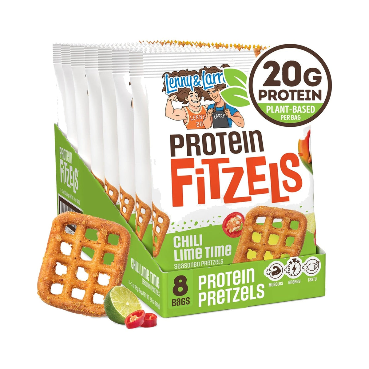 Lenny & Larry's Pretzels Con Proteína Chile Y Limón 8 Bolsas