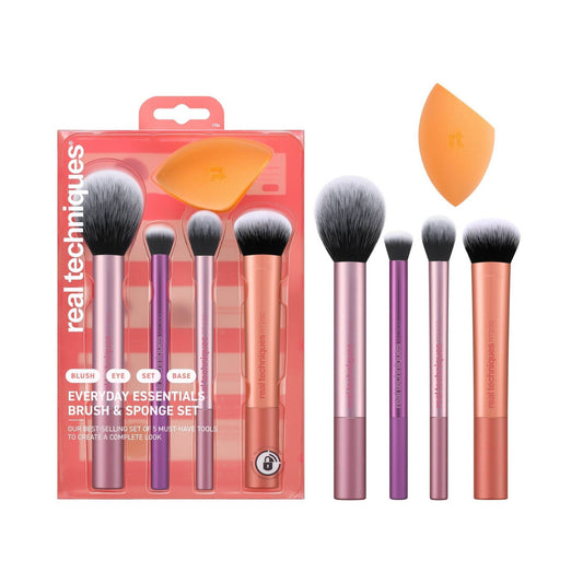 Real Techniques Kit Everyday Essentials 4 Brochas y Esponja
