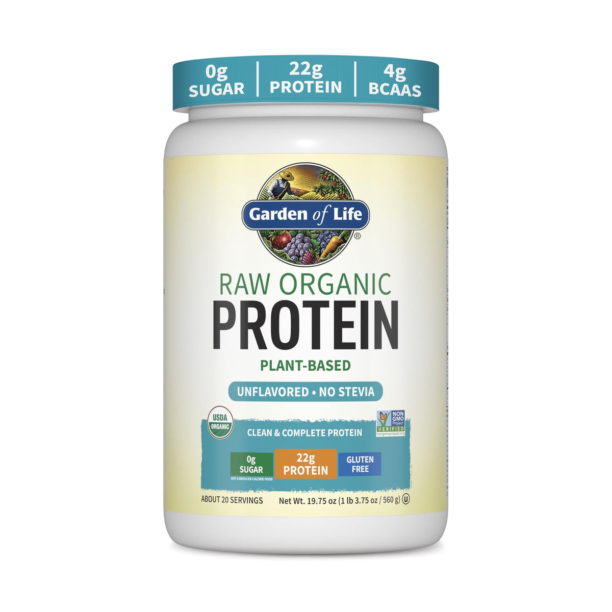 Garden of Life Proteína Raw Orgánica en Polvo Sin Sabor 560 g