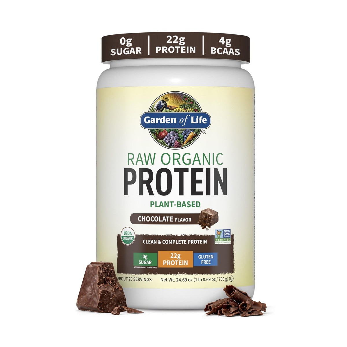 Garden of Life Proteína Raw Orgánica en Polvo Sabor Chocolate 700 g