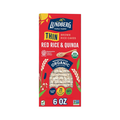 Lundberg Tortitas Delgadas de Arroz Rojo y Quinoa Orgánicas Sin Sal 170 g