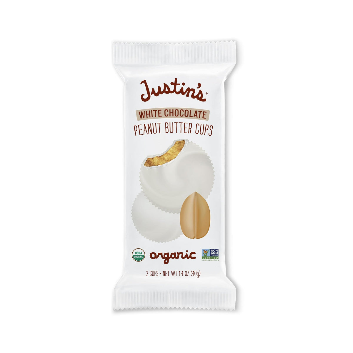 Justin's Taza de Chocolate Blanco con Crema de Cacahuate Orgánica 40 g