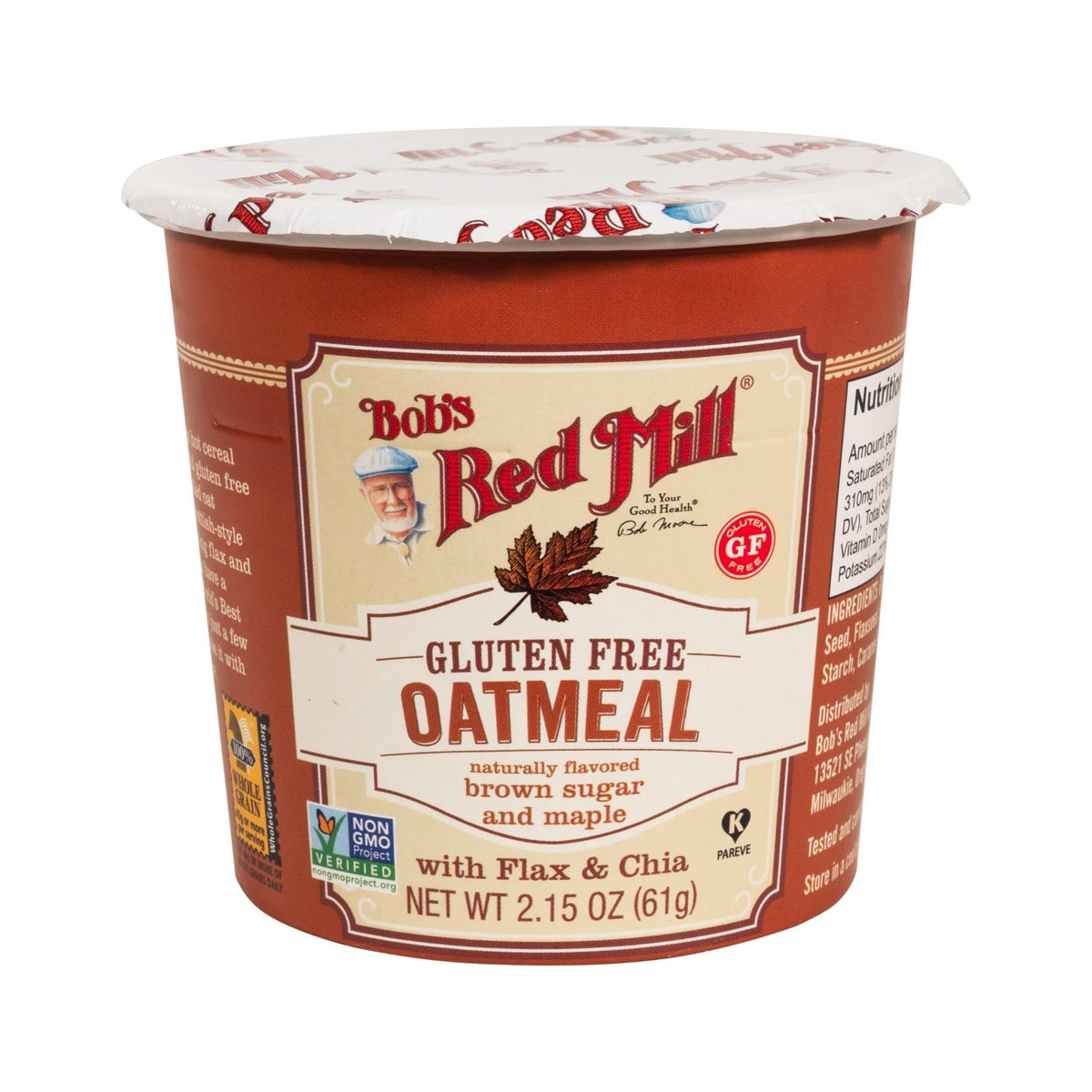 Bob's Red Mill Vaso de Avena Maple y Azúcar Morena 61 g