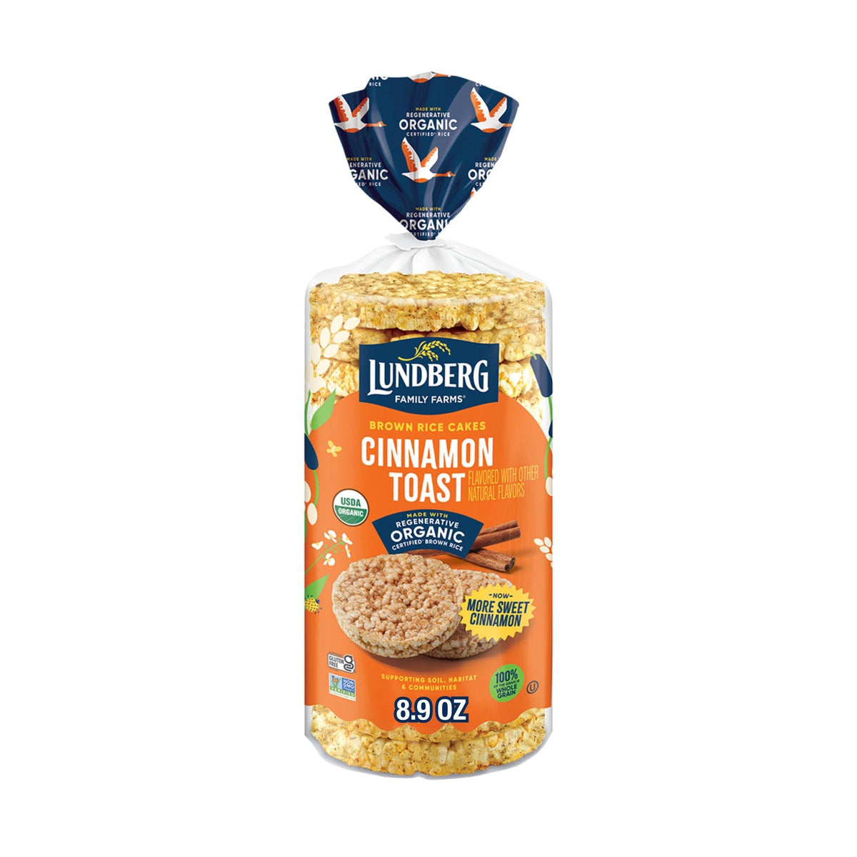 Lundberg Tortitas de Arroz Orgánicas Sabor Pan Tostado con Canela 252 g