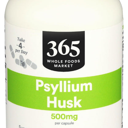 365 Psyllium Husk Cáscara de Psyllium 500 Mg 180 Cápsulas