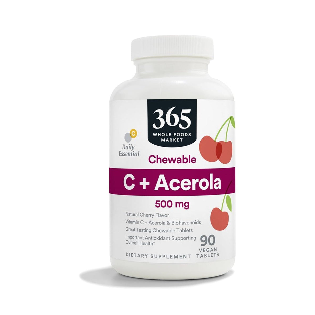365 Vitamina C con Acerola Masticable Sabor Cereza 90 Tabletas