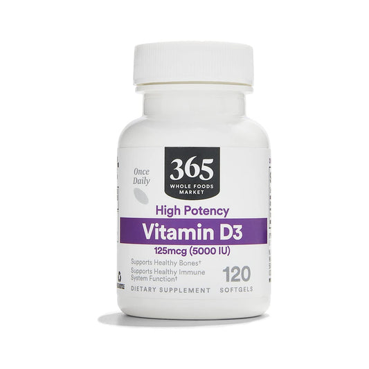 365 Vitamina D3 5000 UI 120 Cápsulas Blandas