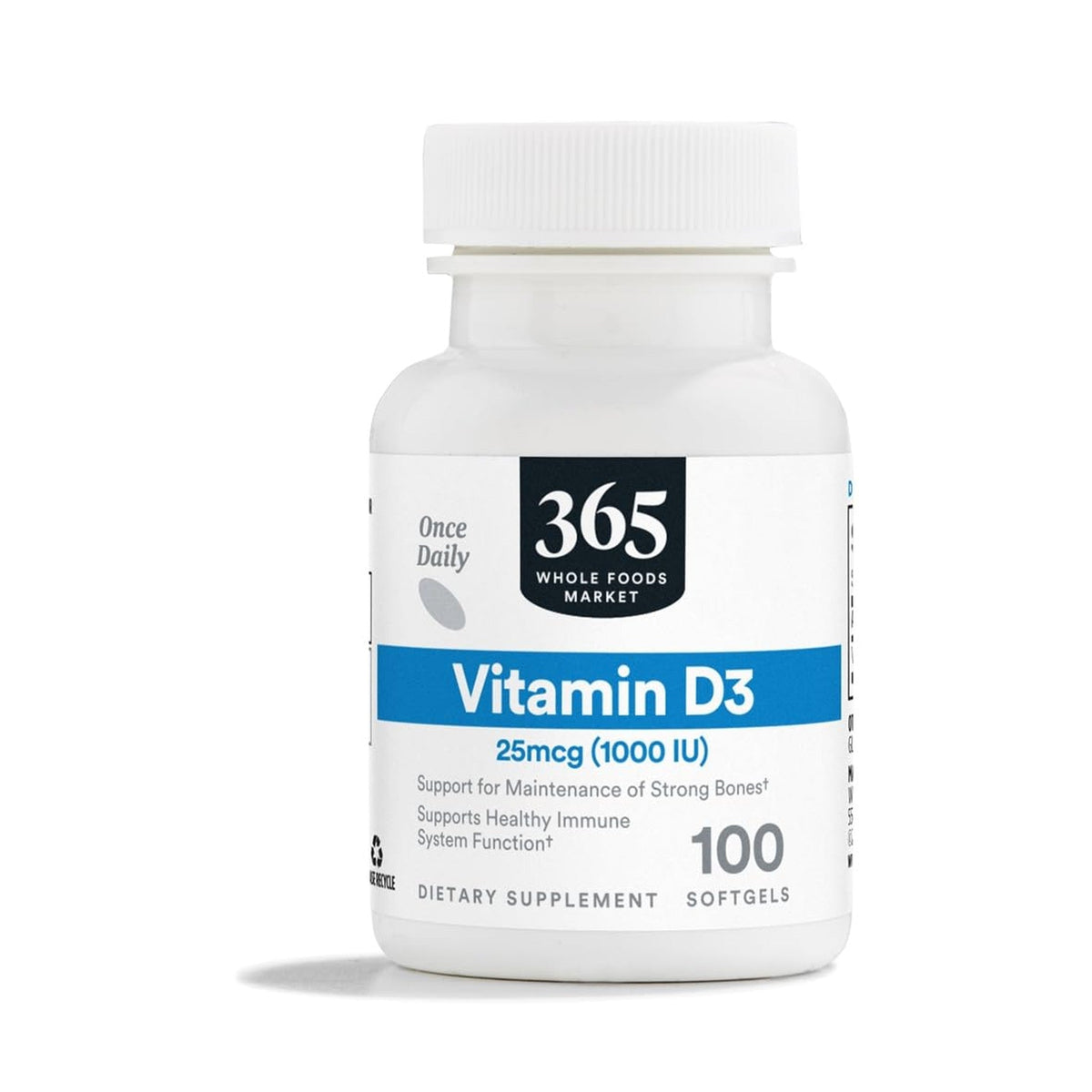 365 Vitamina D3 1000 UI 100 Cápsulas Blandas