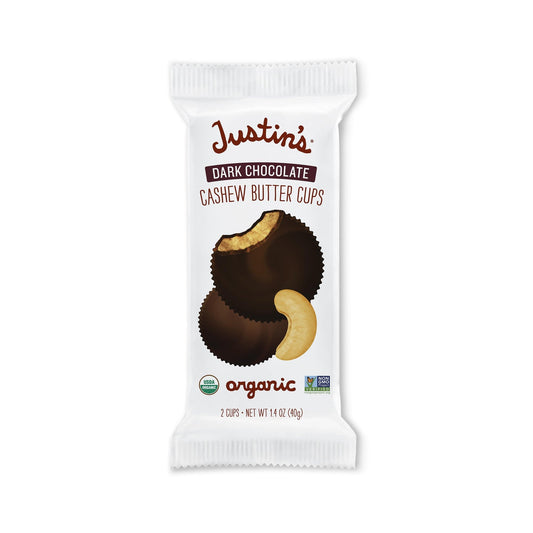 Justin's Taza de Chocolate Amargo con Crema de Nuez de La India Orgánica 40 g