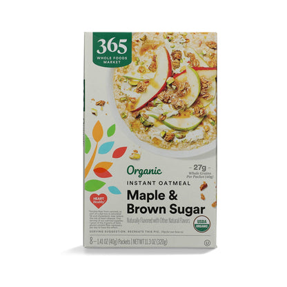 365 Avena Instantánea Orgánica Maple y Azúcar Morena 8 Sobres