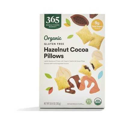 365 Cereal Orgánico Almohaditas Rellenas de Avellana y Cacao 301 g