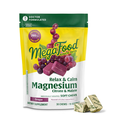 MegaFood Masticables Relax And Calm de Magnesio Sabor Uva 30 Piezas