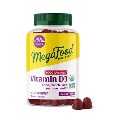 MegaFood Gomitas de Vitamina D3 Orgánicas Frutas Mixtas 70 Piezas