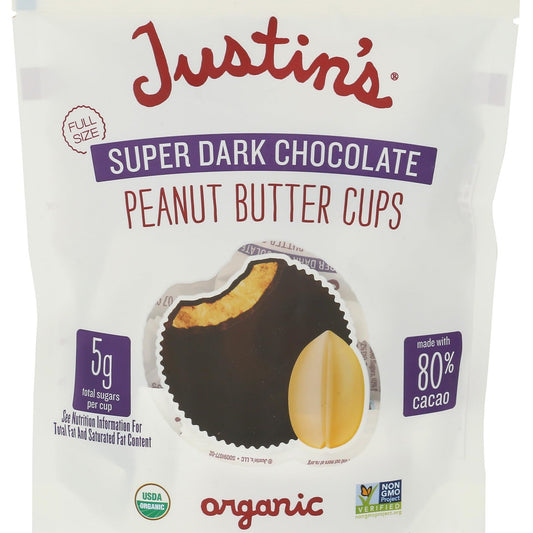 Justin's Tazas de Chocolate Súper Amargo con Crema de Cacahuate Orgánicas 119 g
