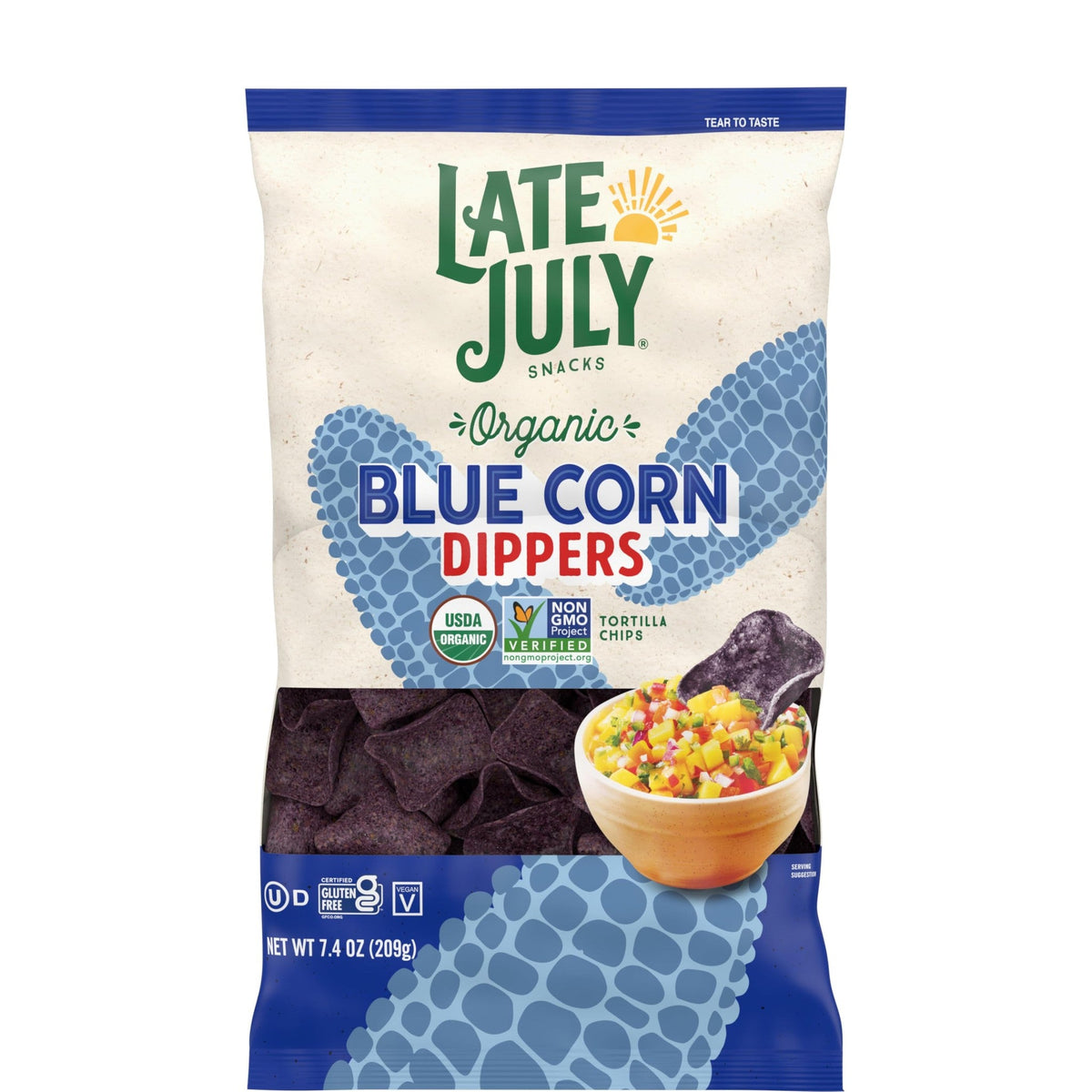 Late July Totopos de Maíz Azul Orgánicos Dippers 210 g