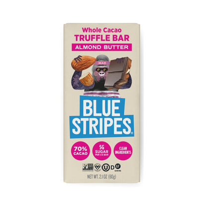 Blue Stripes Barra de Chocolate Amargo con Crema de Almendra y Cacao Entero 60 g