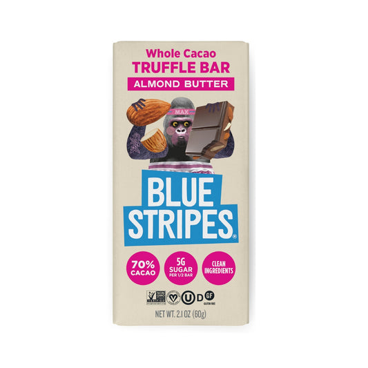 Blue Stripes Barra de Chocolate Amargo con Crema de Almendra y Cacao Entero 60 g