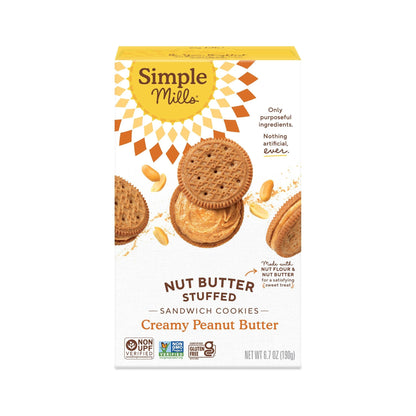 Simple Mills Galletas Sándwich Rellenas de Crema de Cacahuate 190 g