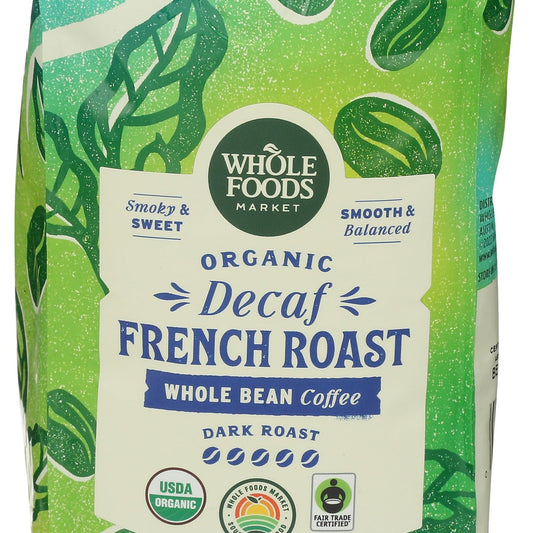 Whole Foods Market Café en Grano Orgánico Descafeinado Tueste Francés 340 g