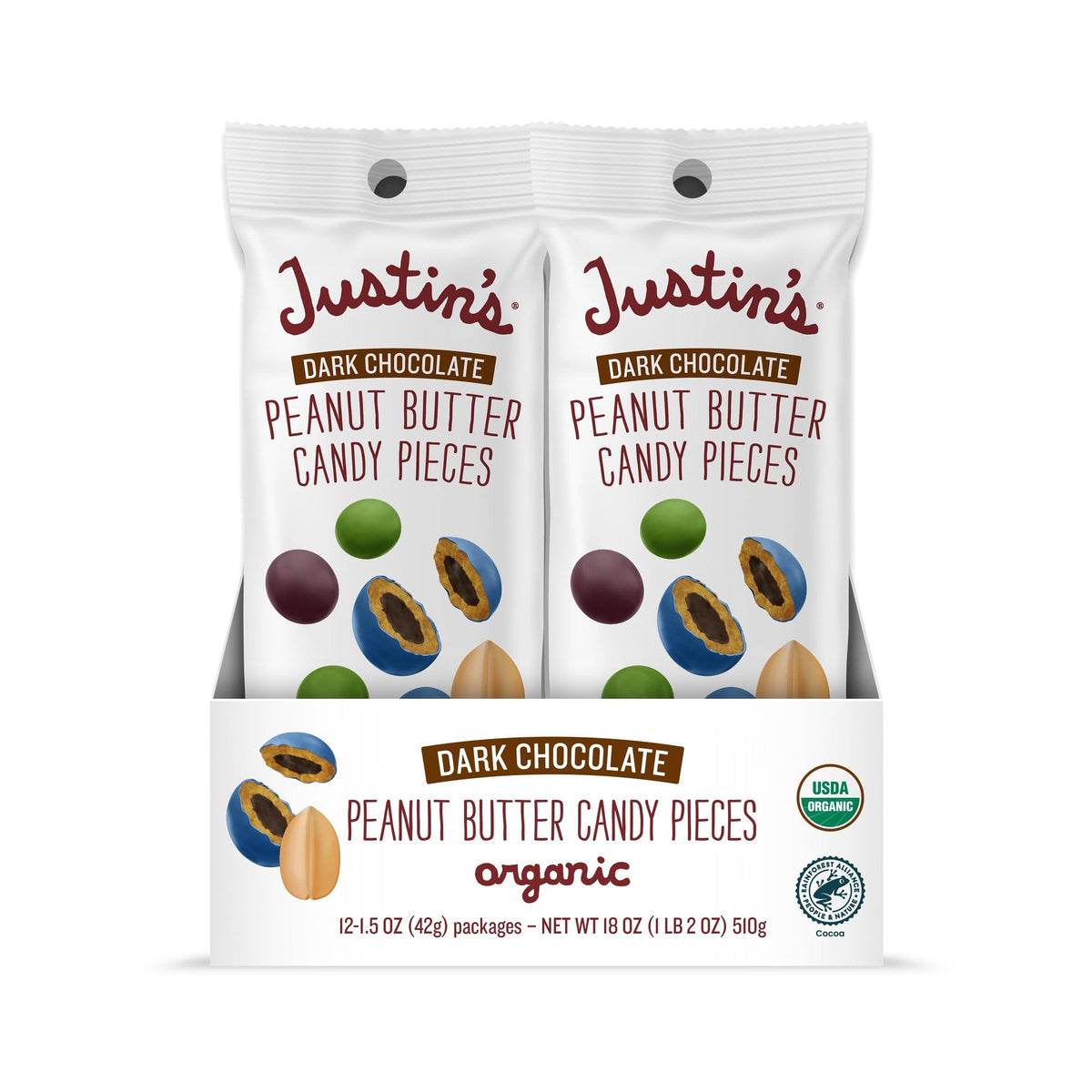 Justin's Bocaditos de Chocolate Amargo con Crema de Cacahuate Orgánicos 43 g