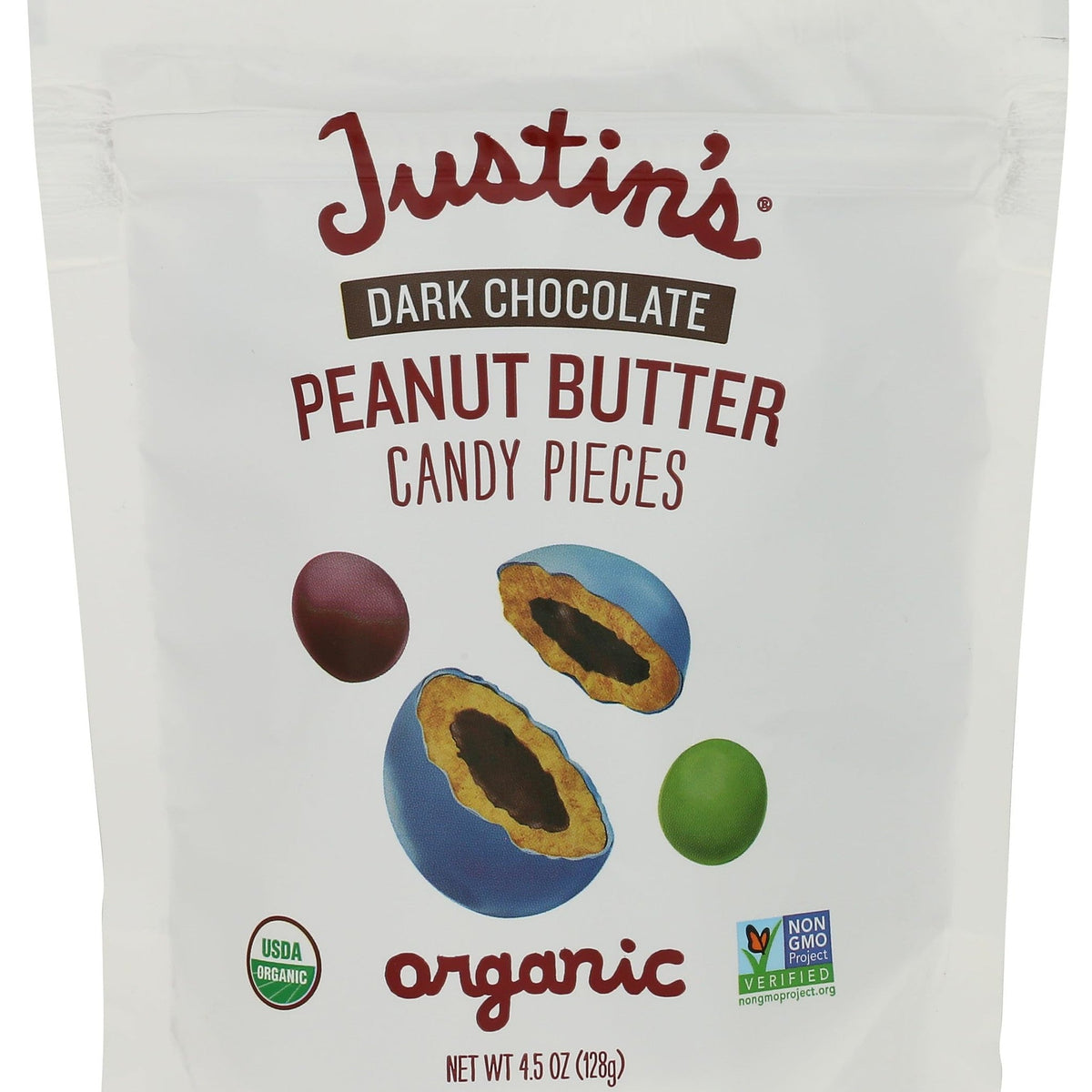 Justin's Bocaditos de Chocolate Amargo con Crema de Cacahuate Orgánicos 128 g