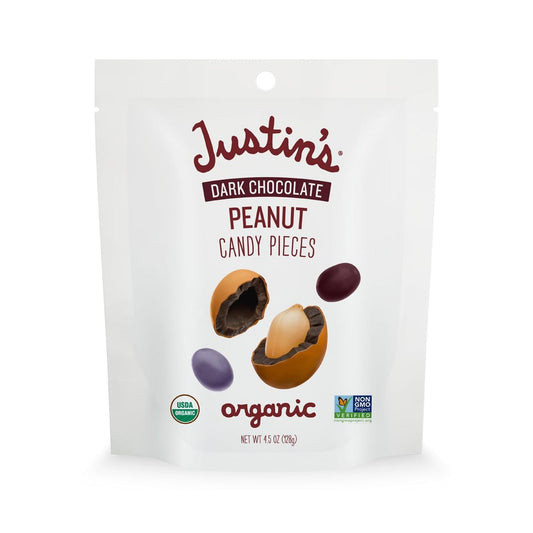 Justin's Cacahuates Cubiertos de Chocolate Amargo Orgánico 128 g