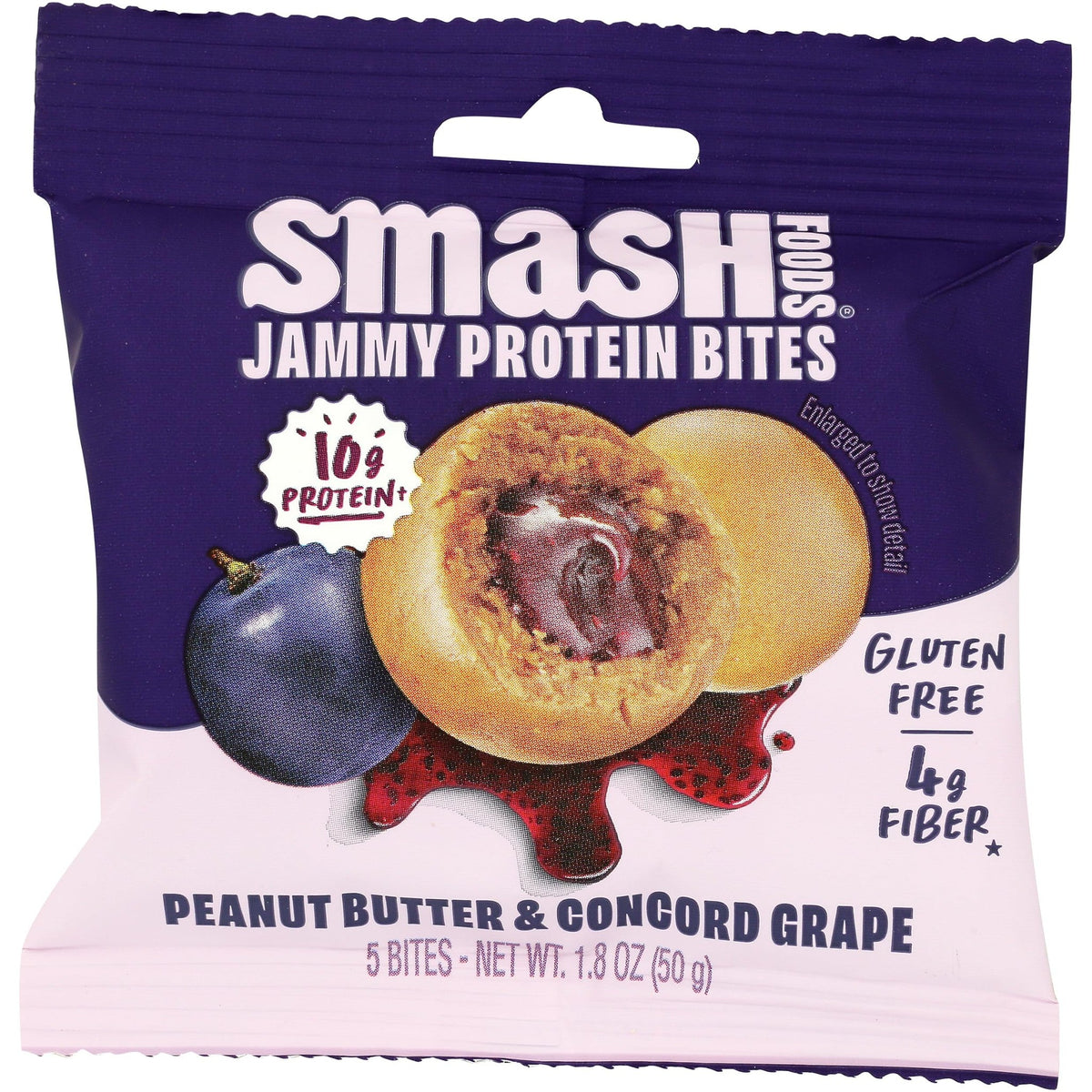 Smash Bocaditos Superfood Crema de Cacahuate y Mermelada de Uva 51 g
