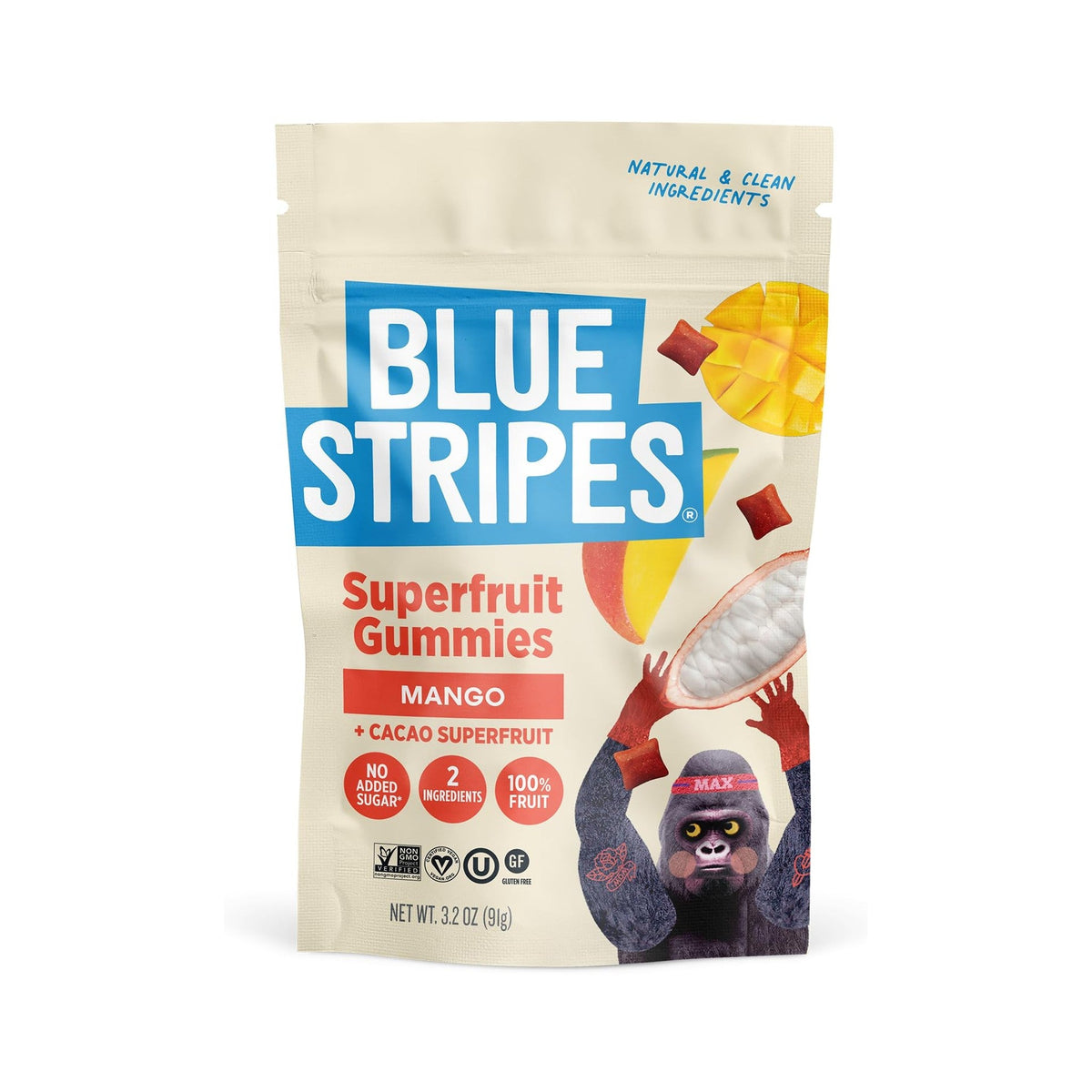 Blue Stripes Fruta de Cacao Deshidratada con Mango 91 g