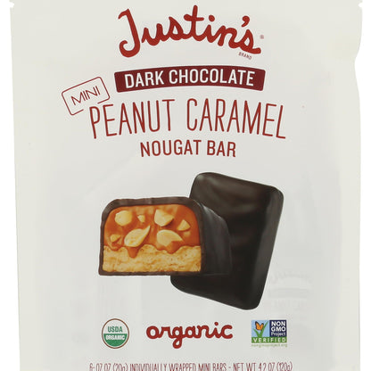 Justin's Barritas de Chocolate Amargo, Cacahuate y Caramelo Orgánicas 119 g