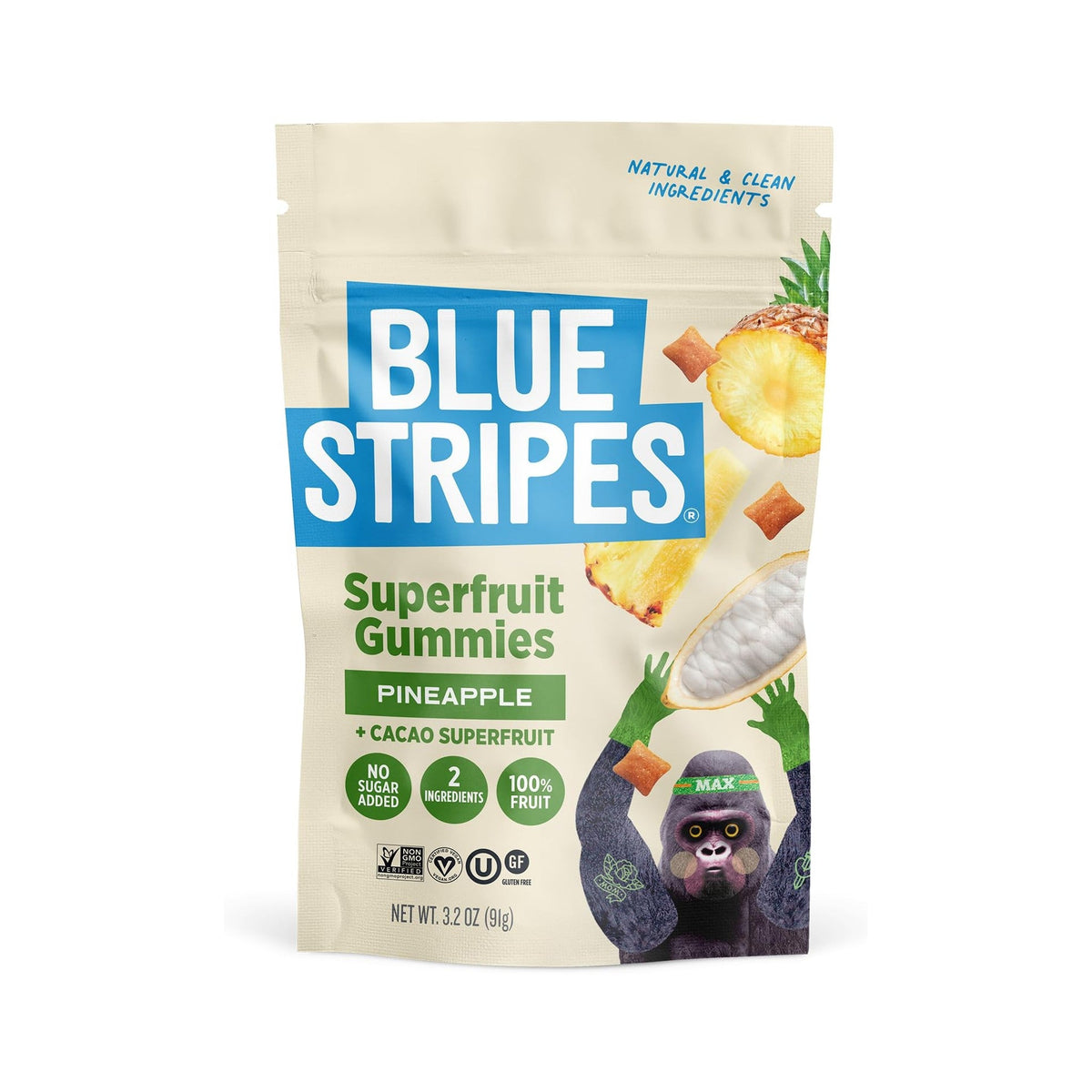 Blue Stripes Gomitas de Superfruta Piña y Cacao 91 g