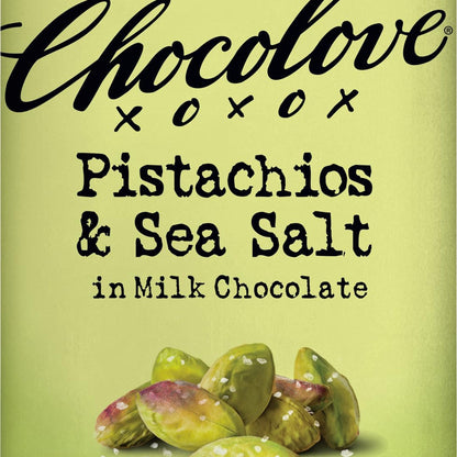 Chocolove Barra de Chocolate con Leche, Pistache y Sal de Mar 91 g