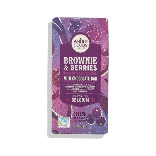 Whole Foods Market Barra de Chocolate Belga con Leche Brownie y Moras 139 g