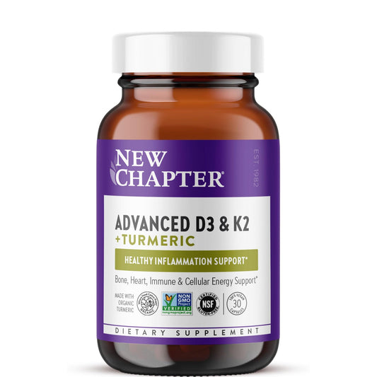 New Chapter Vitamina D3 y K2 con Cúrcuma Orgánica 30 Tabletas