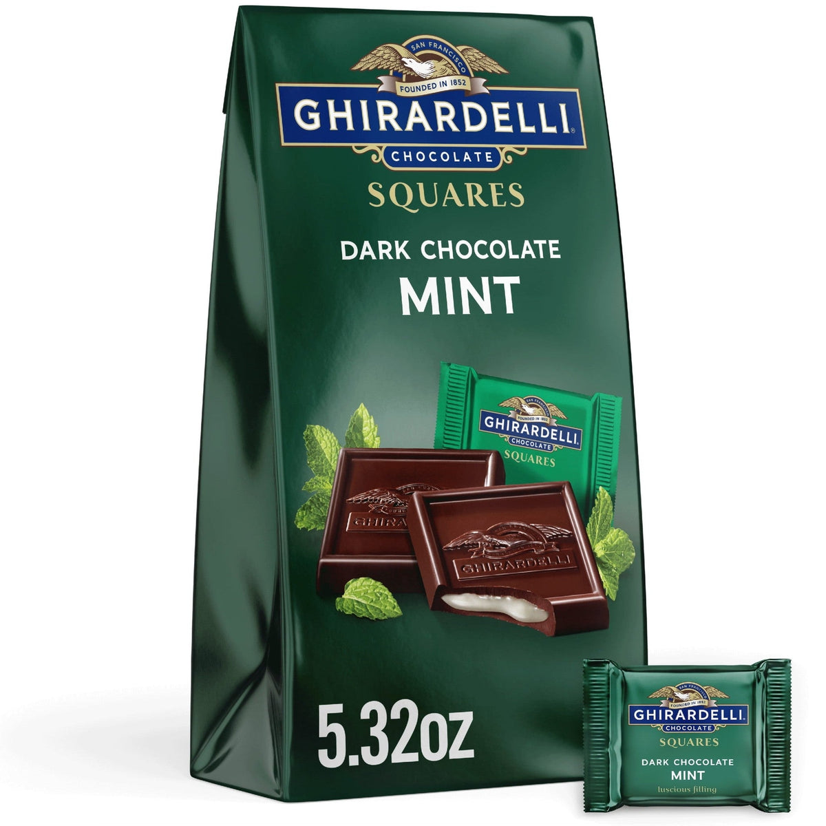 Ghirardelli Cuadritos de Chocolate Amargo con Menta 151 g