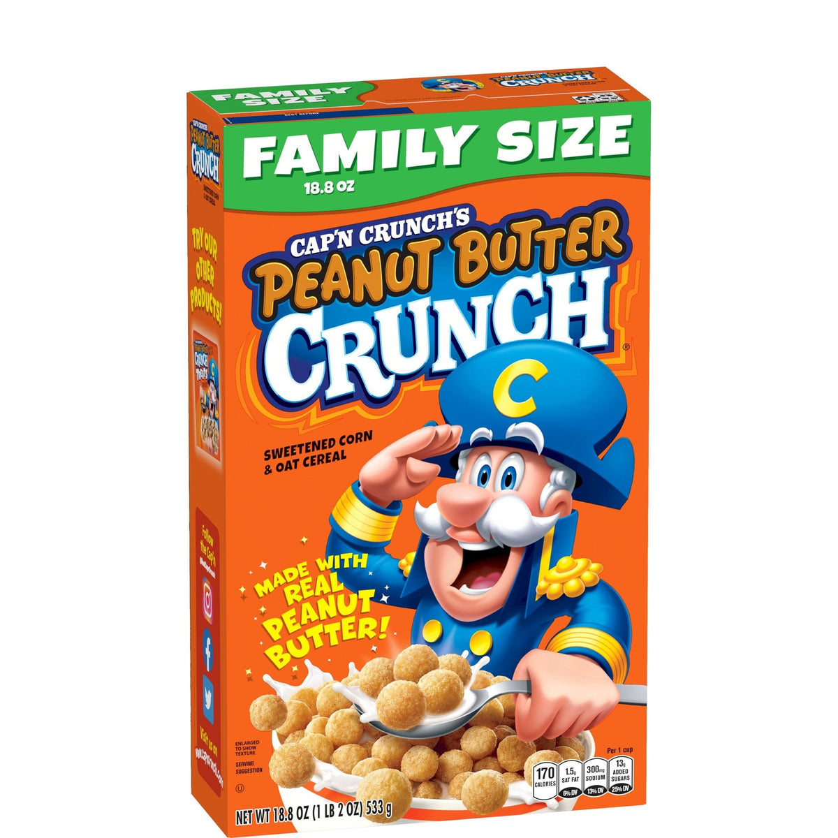 Cap'n Crunch Peanut Butter Crunch Tamaño Familiar 533 g