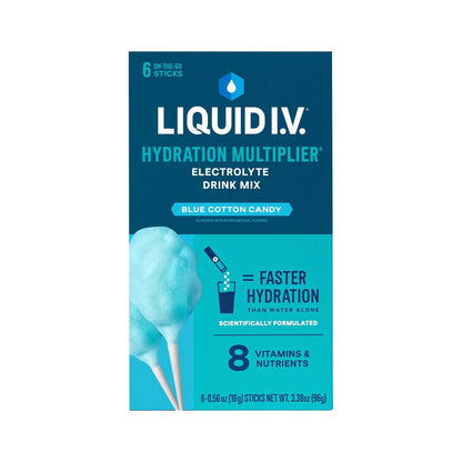Liquid I.V. Blue Cotton Candy Electrolitos 6 Sobres